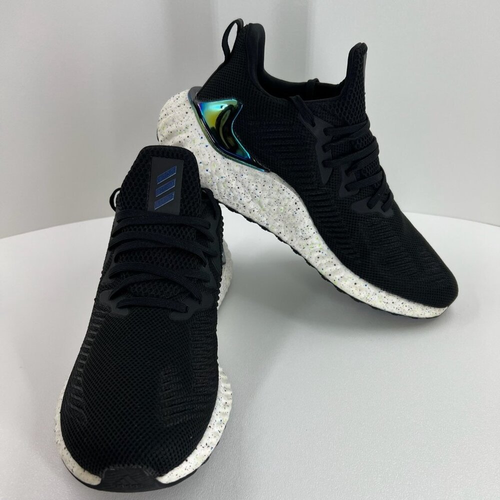 Adidas Alphaboost Running Shoes Men 10 Speckled Iridescent Breathable Core Black - Picture 7 of 14